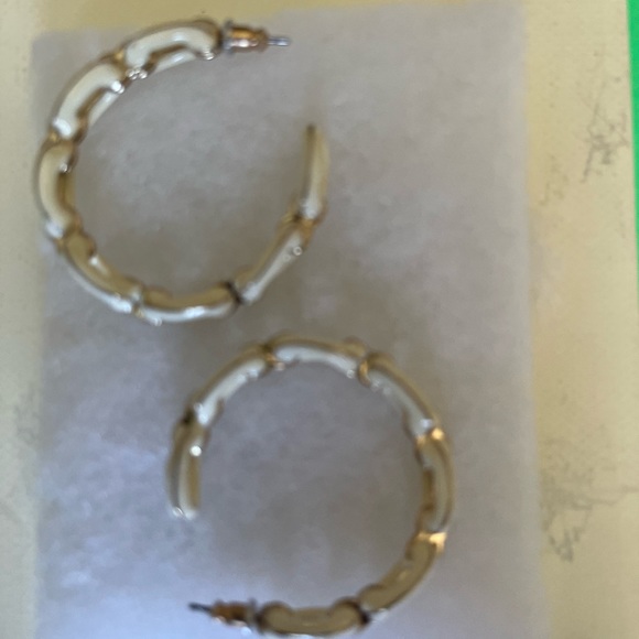 ANN TAYLOR large hoop; rectangular styling linked together with faux gold. - Picture 2 of 2